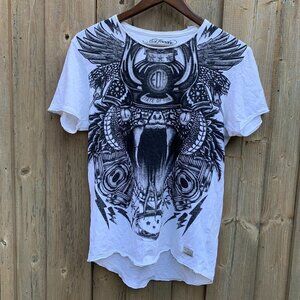 Big Logo Ed Hardy Snake Print T Shirt Medium